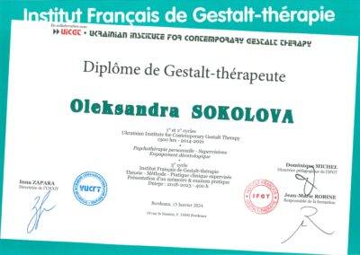 Sokolova Oleksandra, психолог, гештальт-терапевт, супервизор